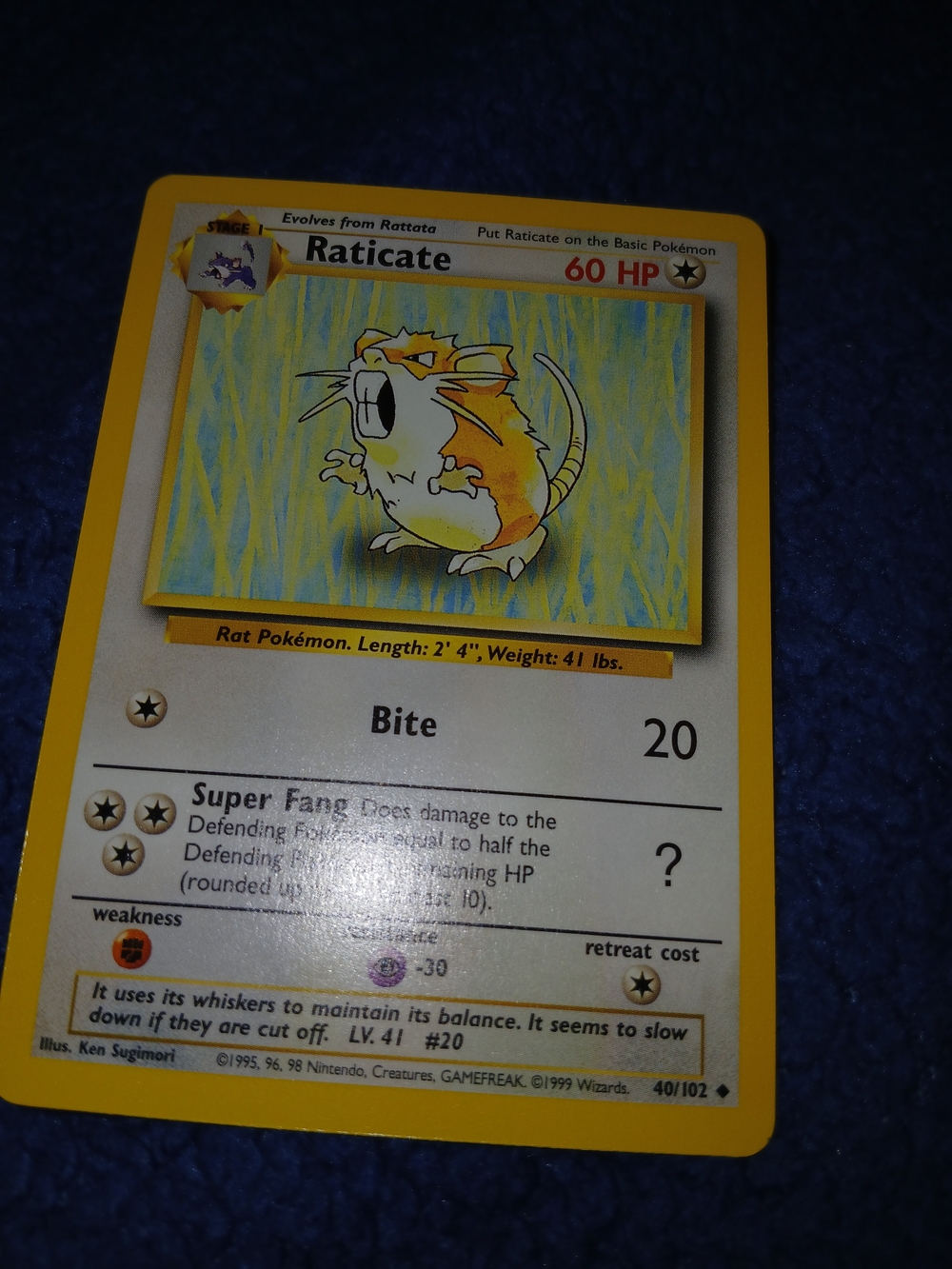 Classic Raticate Pokémon Card - Yellow - Picture 2 of 2
